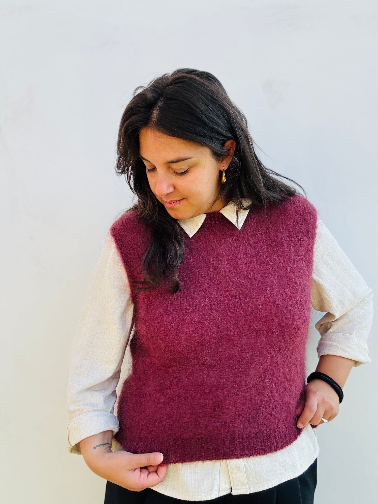 Gilet mohair, bordeaux