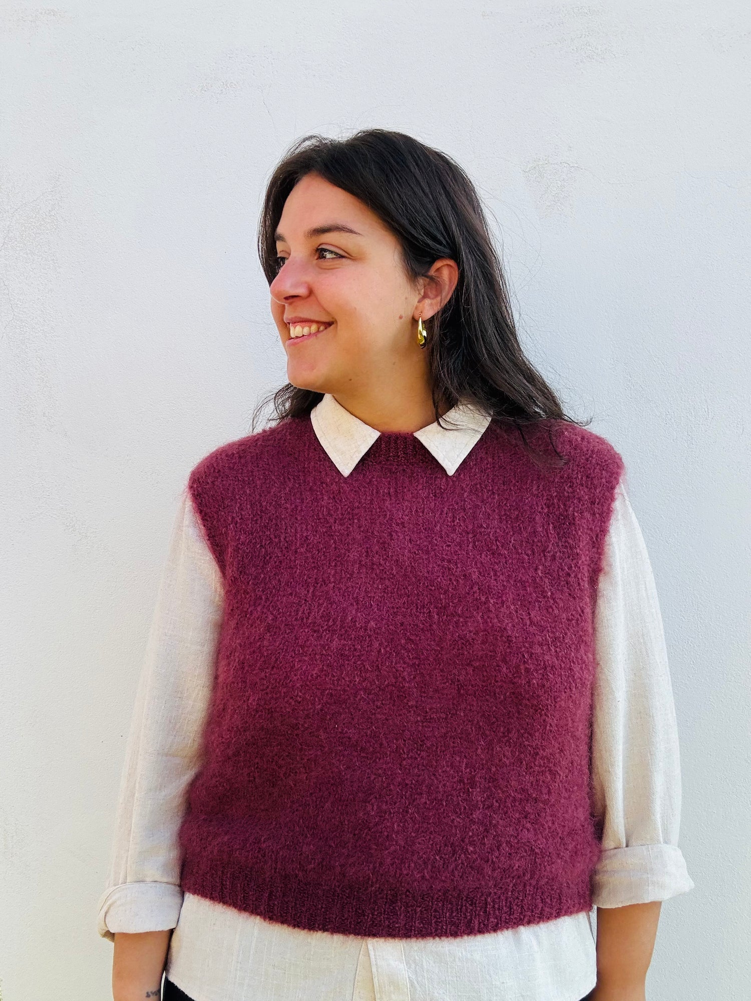 Gilet mohair, bordeaux