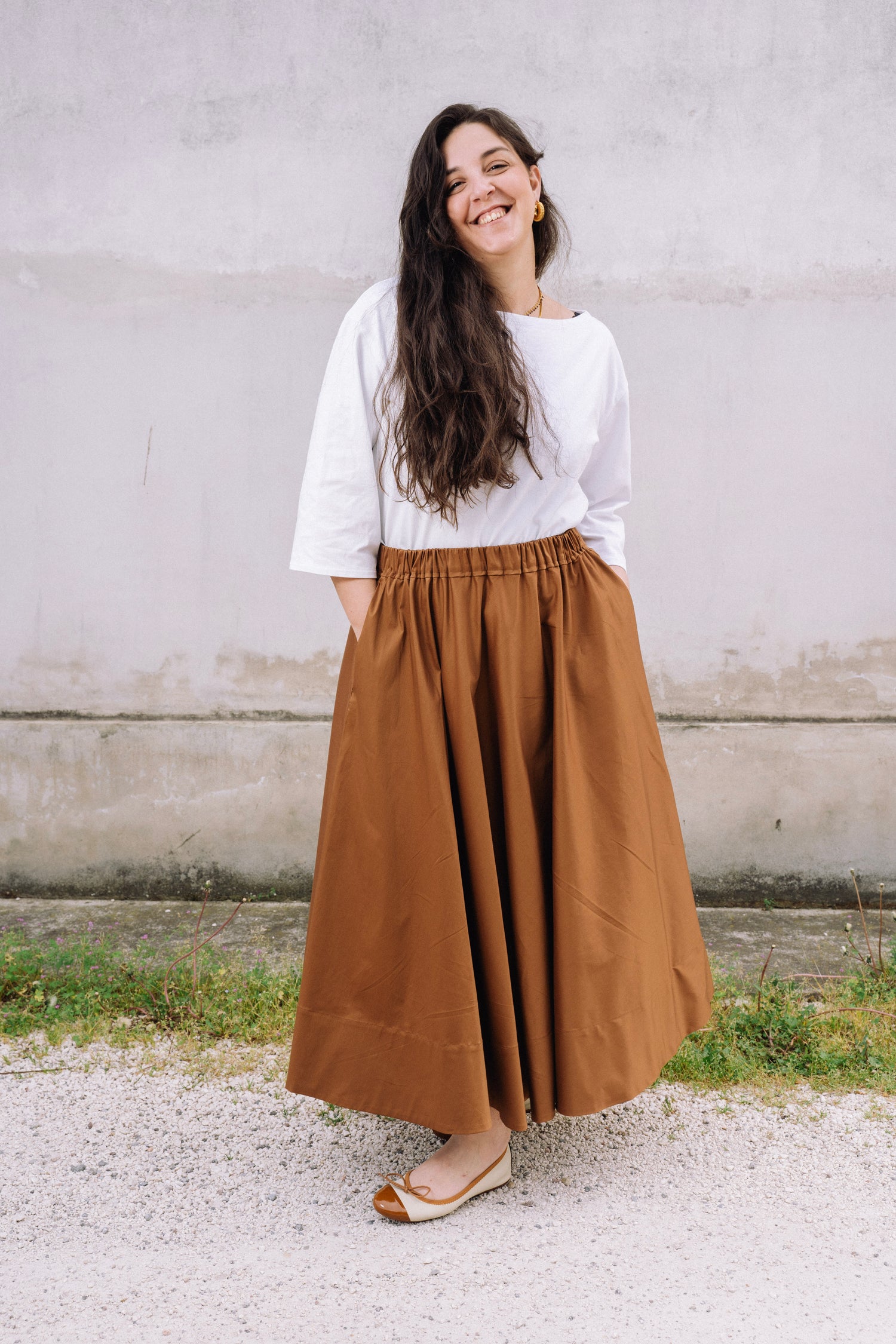 Gonna in cotone colore Nocciola